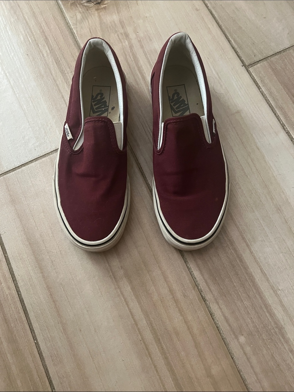 Vans Slip-On Canvas Sneakers - Burgundy & White